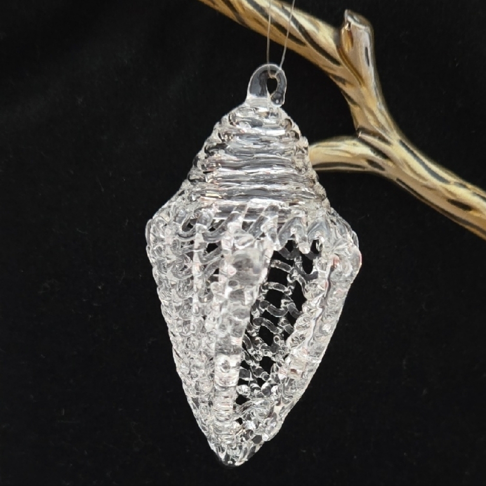 🎅🎅🎅Vntg Silvestri Glass Spun Seashell Ornament NIB Approx. 2.5"x3" - Picture 5 of 5